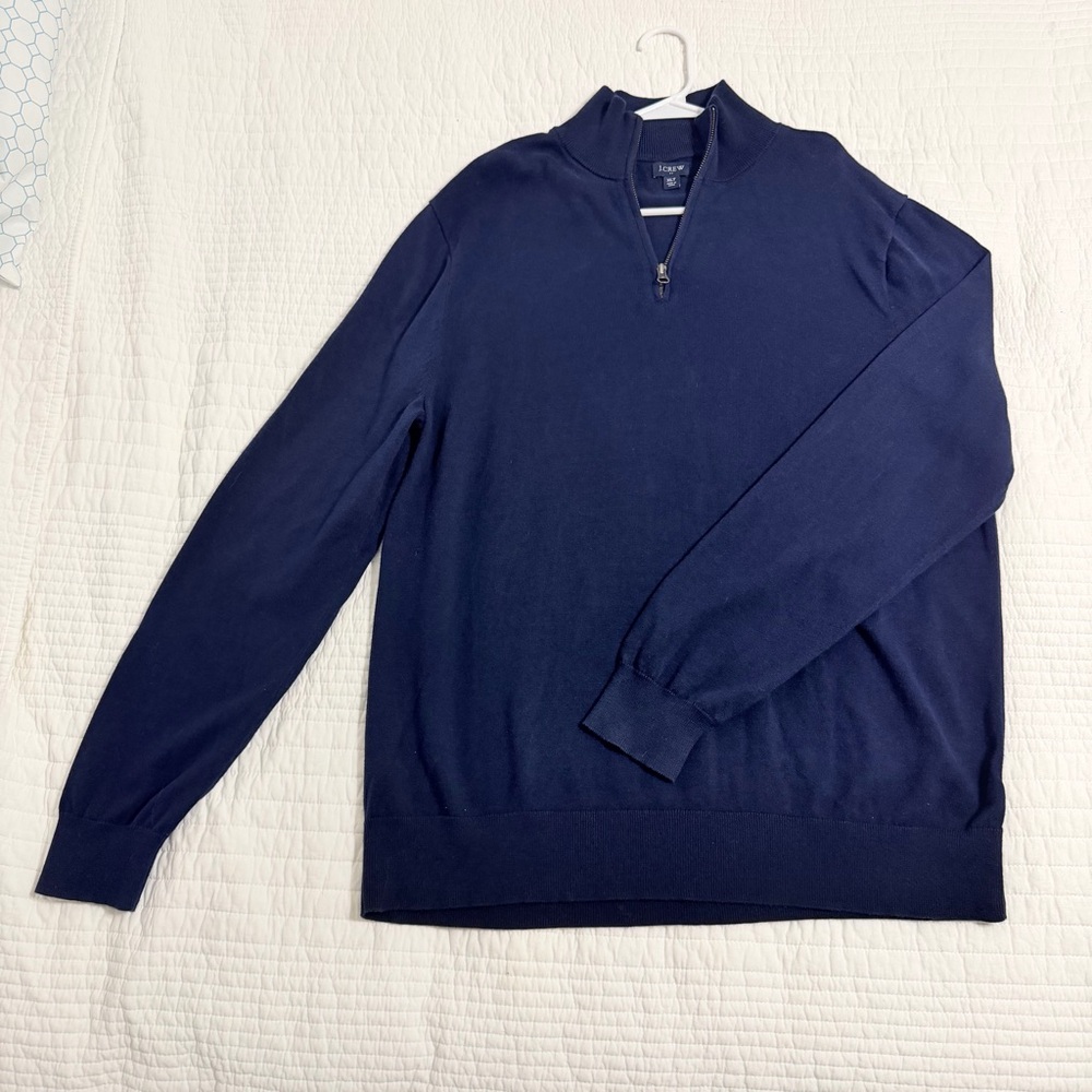 J.Crew Men’s Navy Quarter Zip Sweater XLT Tall 100% Cotton